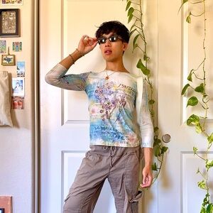 Vintage Y2K Graphic Print Long Sleeve Top